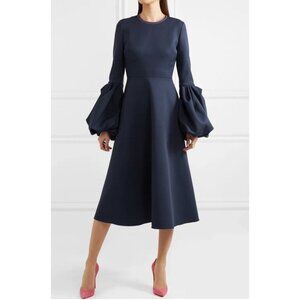 NWT ROKSANDA Aylin Crepe Bell Sleeve Midi Dress Ink Navy Blue Size 8 UK $1,730